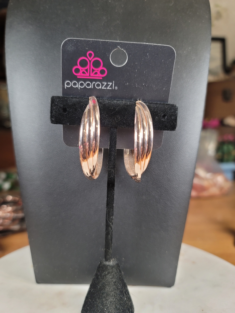 paparazzi Rose Gold Ribbed Hoop Earrings
